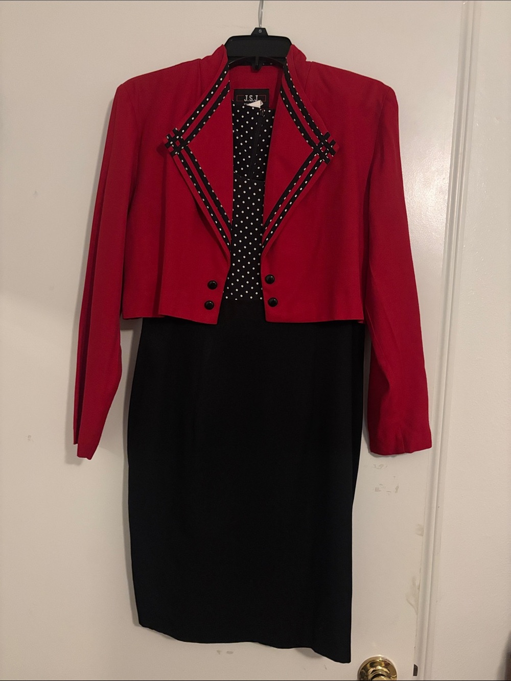 J.S.J. Petites Red Blazer and Dress Polka Dot Lining